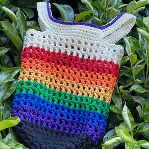 Rainbow Beach Tote - homemade crochet eco-friendly